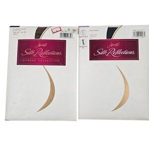 Hanes Silk Reflections Pantyhose Style E78 And 716 Size CD Tobacco  Jet Vintage